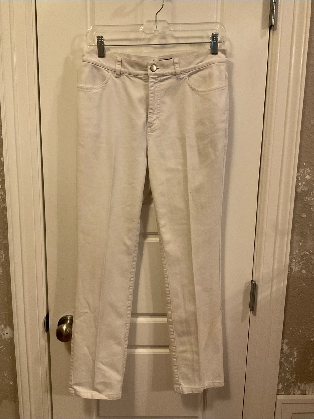 Lafayette 148 White Denim Straight Leg Jeans - 6